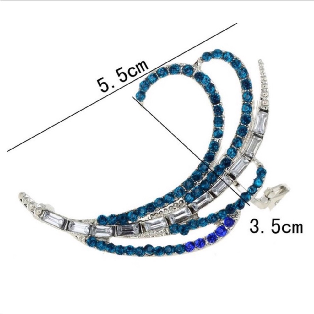 Statement Earring Blue Crystal Post Cuff Jewelry - Picture 6 of 6